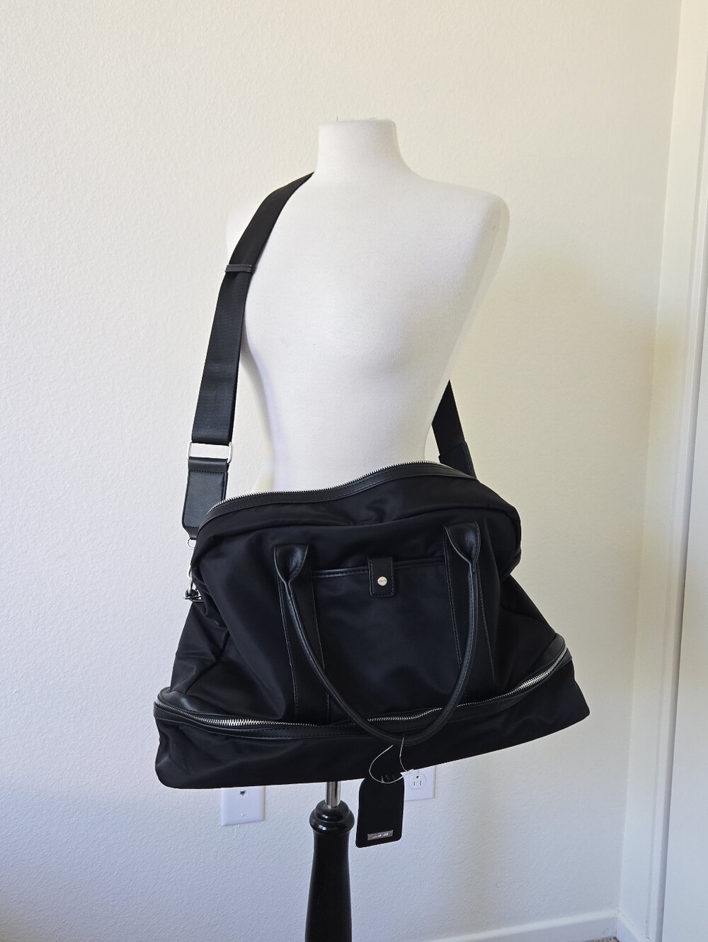 Mali + Lili Riley Nylon Weekender Bag  in Black Travel Getaways Overnight New